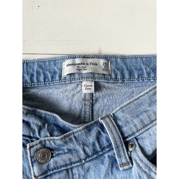 Abercrombie & Fitch Womens The Dad High Rise Curve Love Button Fly 2L/26 Long - Picture 3 of 5